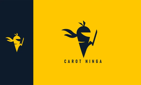 minimalist carrot ninja logo